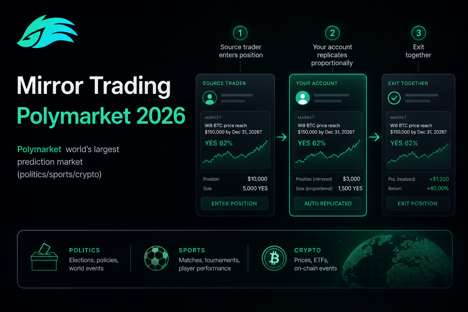 Mirror trading Polymarket 2026 — how automatic replication works