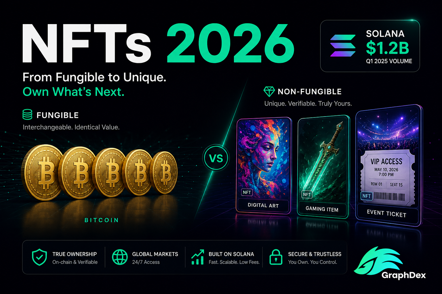 What are NFTs 2026 — non-fungible tokens explained fungible vs unique