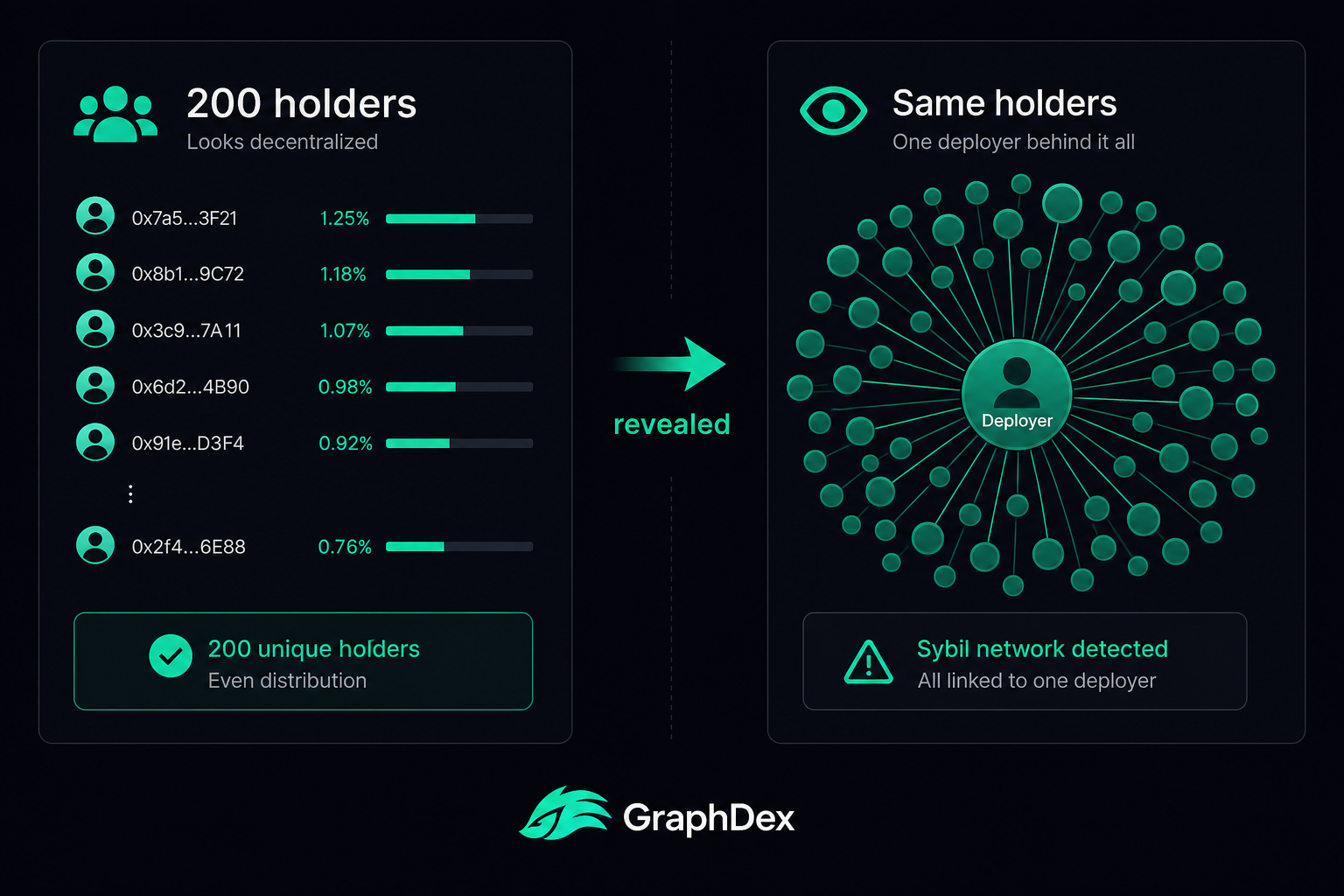 Bubble map wallet clusters 2026 — Sybil disguised concentration detection