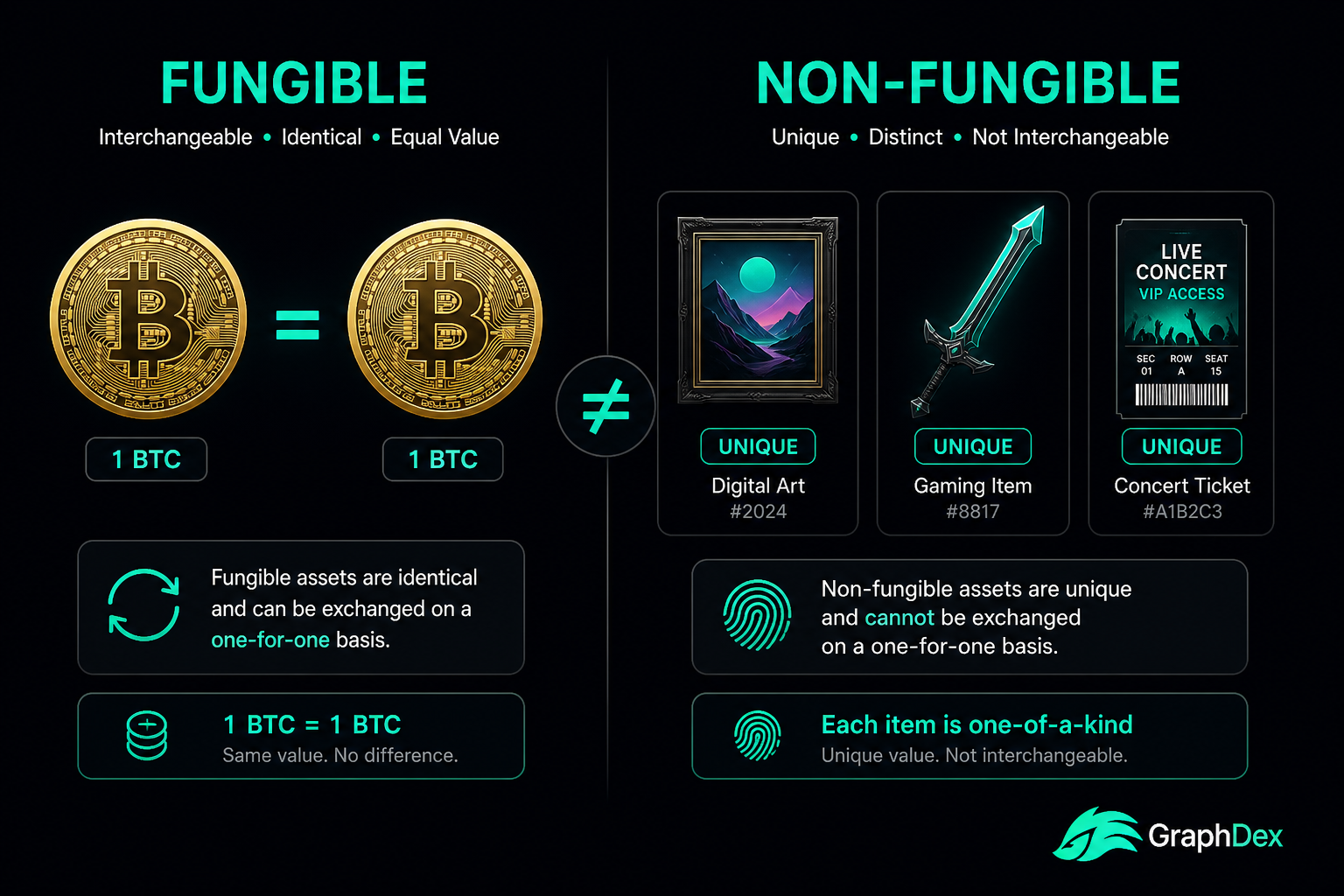 What are NFTs 2026 — non-fungible tokens explained fungible vs unique