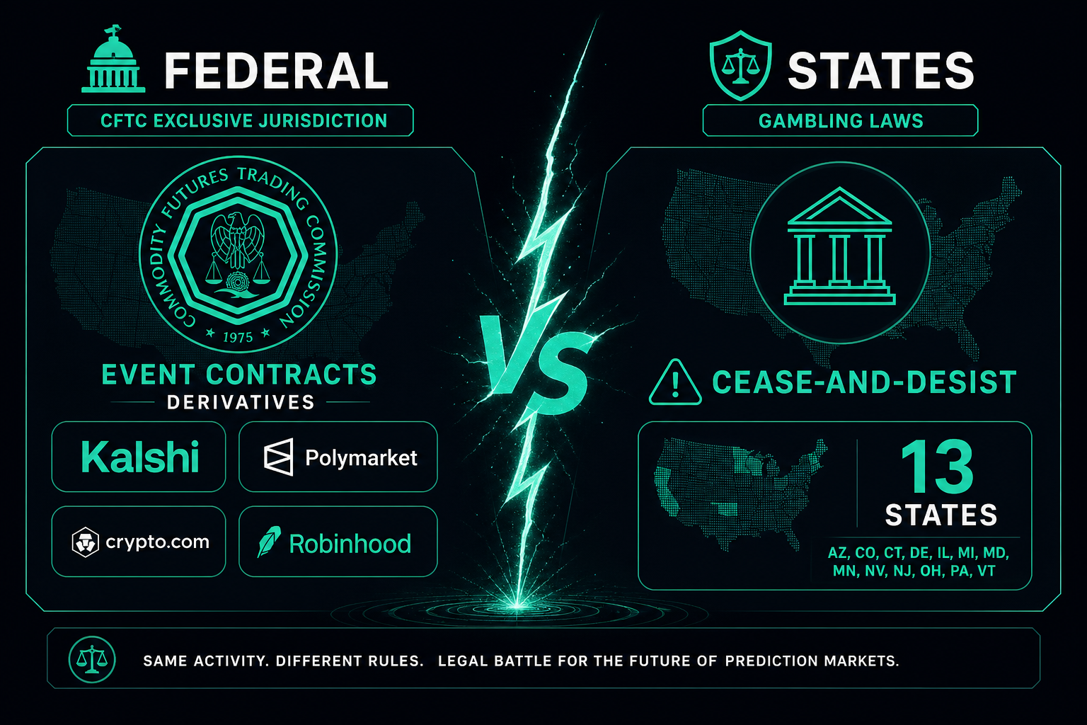 Are prediction markets legal 2026 — CFTC federal vs state regulation conflict