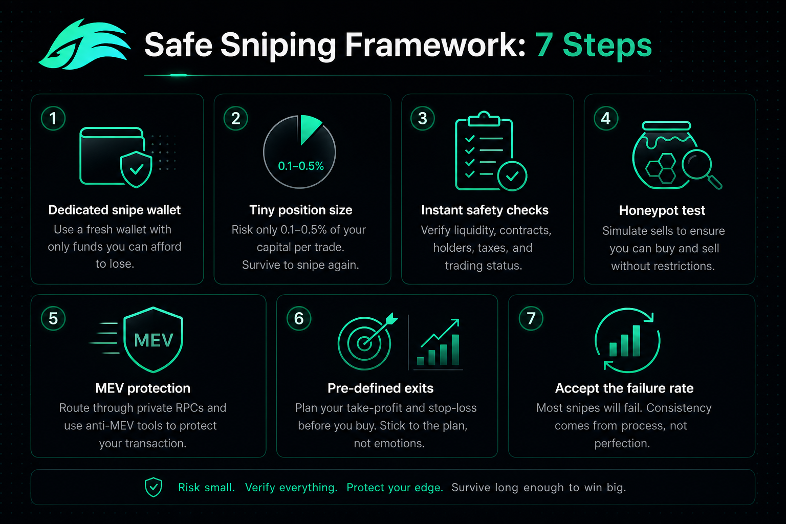 Safe Solana sniping framework 2026 — wallet sizing safety exits