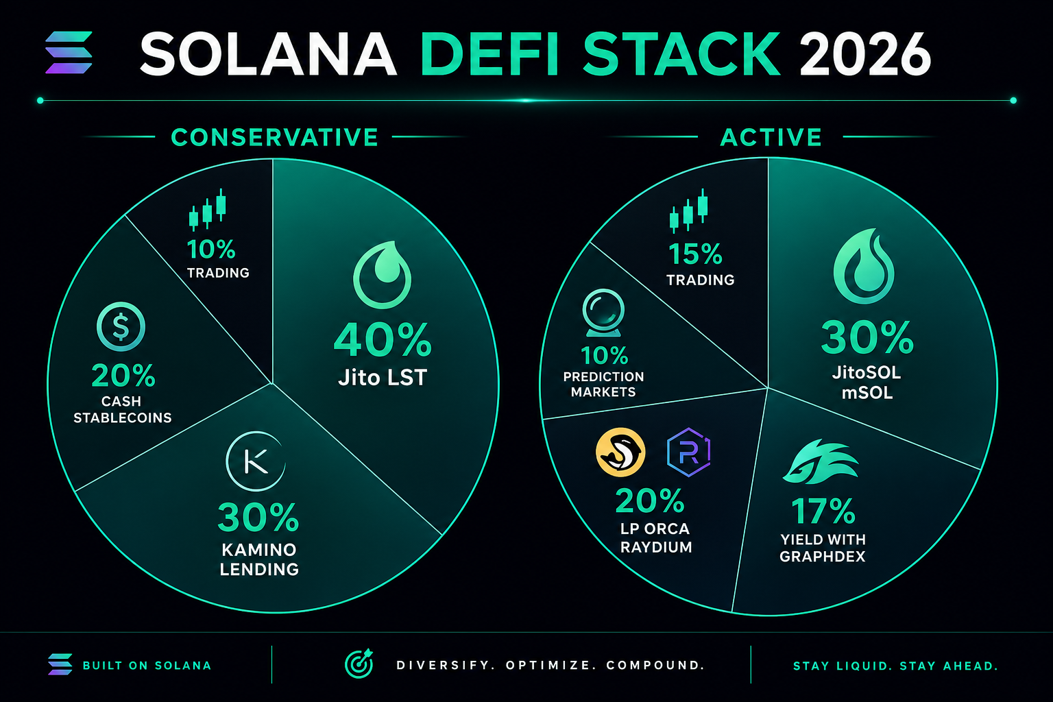 How to build Solana DeFi stack 2026 — conservative active allocation